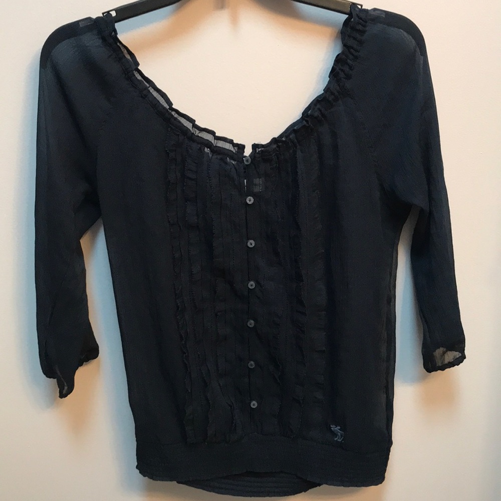 Navy Button Down Blouse